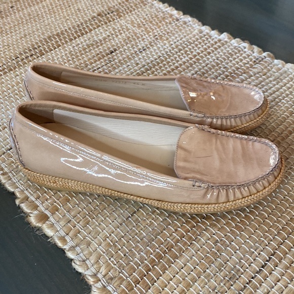 Stuart Weitzman Tan Patton Leather Low Wedge Loafer‎ Shoes Size 8.5 - Picture 3 of 8